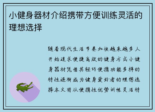 小健身器材介绍携带方便训练灵活的理想选择